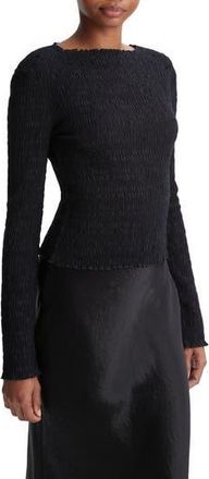 Vince Smocked Long Sleeve Top in Black at Nordstrom Rack, Size X-Large