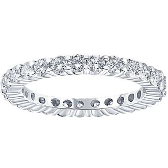 Pompeii3 1ct Prong Lab Grown Diamond Eternity Wedding Stackable Ring 14K White Gold Size Selectable