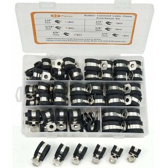 OEM Surtido De Abrazaderas De Goma Para Mangueras, Abrazaderas De Goma Tipo P, Abrazaderas De Acero Inoxidable, Abrazaderas De Goma Con Amortiguaci&oacute;n, 6 T