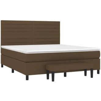 vidaXL Vidaxl - Cama Box Spring Con Colch&oacute;n Tela Marr&oacute;n Oscuro 160x200 Cm