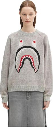 A Bathing Ape Shark Raglan Sweater - Dames - Ronde hals truien - Grijs - ONE Size - Wol - Truien & Vesten