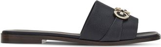 Ferragamo leather logo plaque sandals - women - Lambskin/Leather/Kid Leather - 4.5B - Black