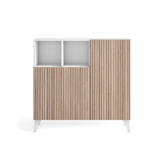 HERDASA Zapatero melamina blanco puertas efecto claro roble 87x90x27 cm