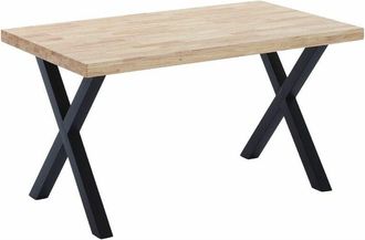 Home Heavenly Home Heavenly - Mesa comedor industrial DAREK, de madera maciza y patas metal tipo X Color: Roble Nordish - Negro, Medidas: 140 x 80 cm