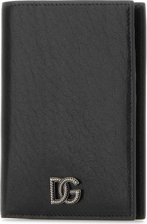 Dolce & Gabbana Mens Leather Passport Wallet Black Calfskin