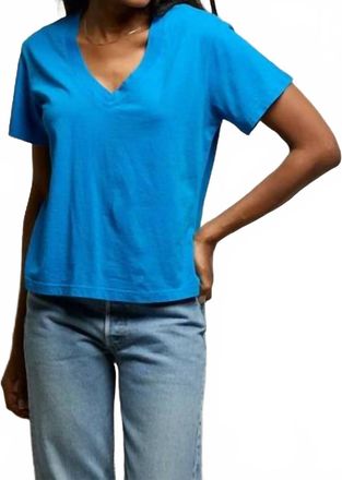 perfectwhitetee Hendrix Boxy V-Neck Tee In Cobalt