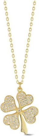 Glaze Jewelry Pav&eacute; Cubic Zirconia Clover Pendant Necklace in Gold at Nordstrom Rack