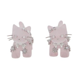 Yvmin Split Kitten Oorbellen - Dames - Oorbellen - Roze - ONE Size - Accessoires
