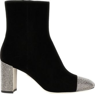 Rene Caovilla Black Leather Ankle Womens Boots