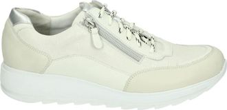 Durea Sportieve Lage Dames Sneakers Wit Patroon - Dames - Sneakers - Beige - 38 1/2 EU - Leer - Schoenen