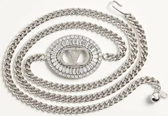 Valentino Garavani Cintura A Catena Vlogo Signature Con Cristalli Donna PALLADIO/CRYSTAL L