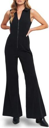 Flying Tomato Sleeveless Corduroy Flare Jumpsuit in Black at Nordstrom Rack, Size Medium