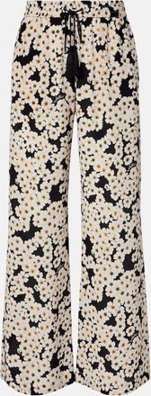 Valentino Pantaloni a gamba larga in seta a vita alta