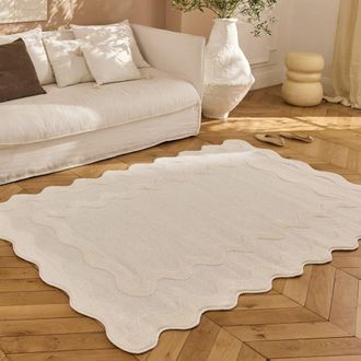 Nazar Rugs Alfombra wavy blanca 100x150 cm