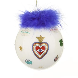 KASANOVA Pallina Natale cuore blu 10 cm Good Luck