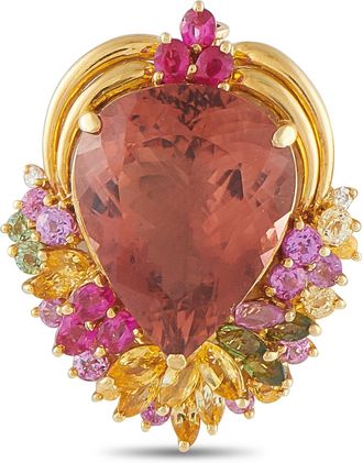 Luxury Bazaar 18K Yellow Gold 13.12ct Tourmaline and Sapphire Pendant MF07-062526