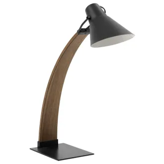 Noah Mid-Century Modern Table Lamp in Walnut and Black by