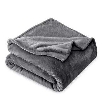 Bare Home Microplush Fleece Throw Blanket in Grey at Nordstrom, Size Standard
