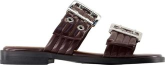 Ganni Bourgondische Synthetische Vrouwelijke Sandalen - Dames - Sandalen - Rood - 36 EU - Leer - Schoenen