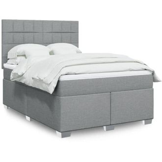 vidaXL Vidaxl - Cama Box Spring Con Colch&oacute;n Tela Gris Claro 140x200 Cm