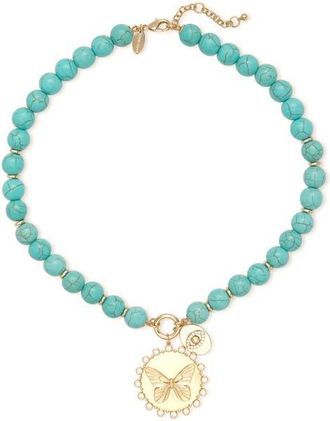 Ramy Brook Reva Butterfly Pendant Synthetic Turquoise Bead Necklace at Nordstrom, Size No Size