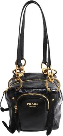 Prada Pre-owned Backpacks, female, Black, Size: ONE SIZE Pre-owned Vintage Leather Handbag