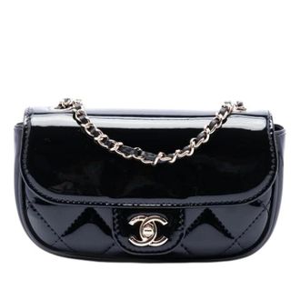Chanel Pre-owned Patent Leather Mini Crossbody Tas - Dames - Pre-owned - Zwart - Maat: ONE Size Leer