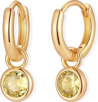 Brook & York Matilda Birthstone Huggie Hoop Earrings in Gold/nov at Nordstrom