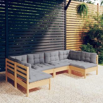 vidaXL Juego De Muebles De Jard&iacute;n 6 Pzas Y Cojines Madera Maciza Pino Vidaxl