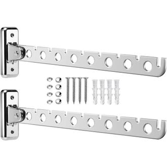 OEM Juego De 2 Tendederos Plegables De Pared De Acero Inoxidable, Tendedero De Exterior, Plegable, Con Tornillos Y Tacos, Para Dormitorio, Sala De Estar, 