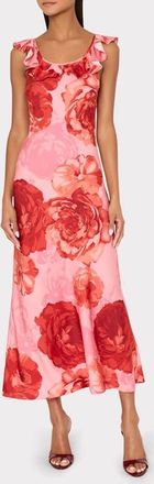 Milly Scarlett Print Ruffle Maxi Dress in Pink Multi at Nordstrom, Size 10