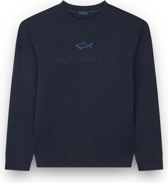 Paul & Shark Zachte Katoenen Logosweatshirt - Heren - Sweatshirts - Blauw - M - Katoen - Hoodies & sweatvesten