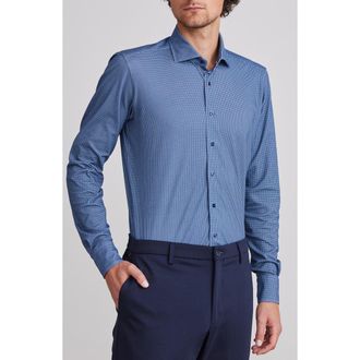 Emanuel Berg Modern Fit 4 Flex Stretch Knit Button-Up Shirt in Dark Blue at Nordstrom Rack, Size Xx-Large R
