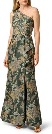 Adrianna Papell Metallic Floral Jacquard Mermaid Gown in Green/gold at Nordstrom, Size 12