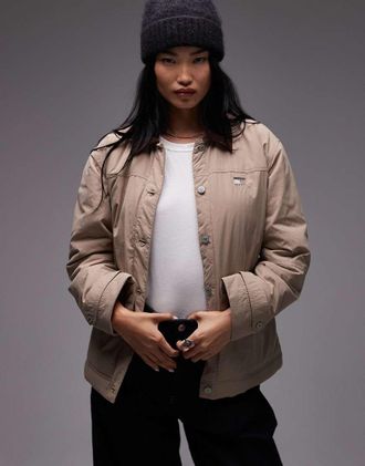 Tommy Jeans Chore - Giacca beige con colletto a coste-Neutro