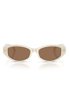 Versace 54mm Cat Eye Sunglasses in White Talc /Dark Brown at Nordstrom