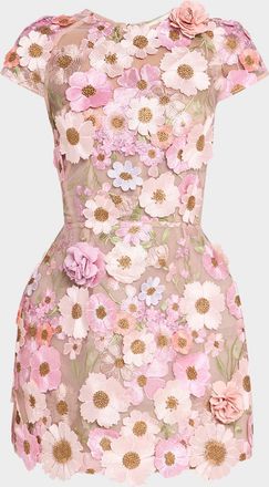 Bronx and Banco Jasmine Embroidered Floral Applique Mini Dress
