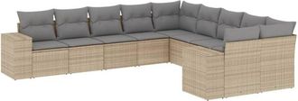 vidaXL Juego De Sof&aacute;s Jard&iacute;n Con Cojines Beige 10 Pzas Rat&aacute;n Sint&eacute;tico Vidaxl