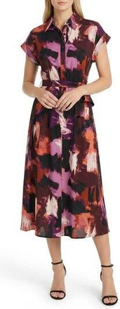 Maggy London Cap Sleeve Midi Shirtdress in Peach/Wine at Nordstrom Rack, Size 10