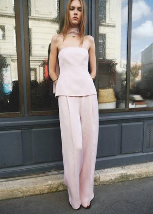 Mango Pantaloni completo dritti lino viola chiaro/pastello - Donna - 36 - MANGO