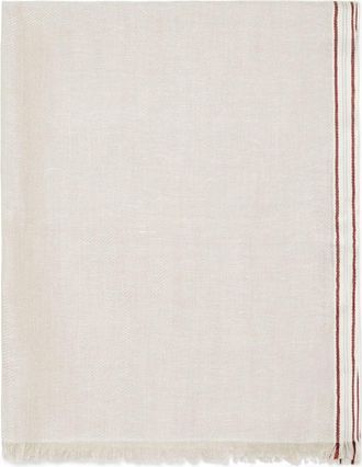 Brunello Cucinelli stripe border scarf - men - Linen/Flax/Cashmere/Silk - One Size - Neutrals
