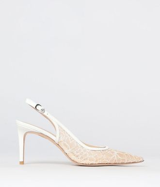 Stuart Weitzman D&eacute;collet&eacute; slingback in pizzo con tacco a spillo medio
