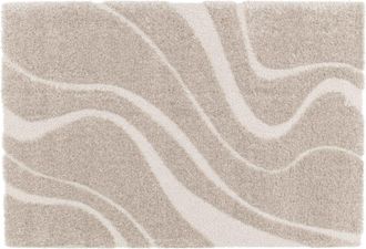 Oviala Alfombra de pelo largo con motivos ondulados en topo 120 x 170cm