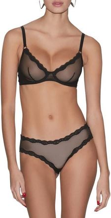 Fleur du Mal Fuller Cup Sheer Tulle Demi Bra in Black at Nordstrom, Size 38Dd