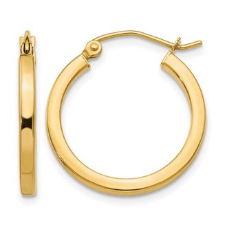 Diamond2Deal 14k Gold 2mm Square Shape Tube Hoop Earrings