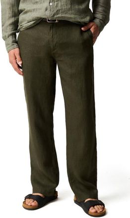 Rodd & Gunn Linen Resort Pants in Dark Olive at Nordstrom, Size 34