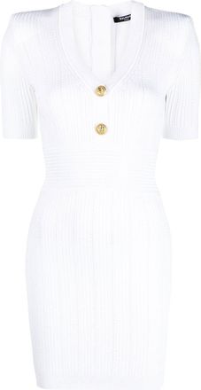 Balmain ribbed-knit mini dress - women - Polyamide/Viscose - 40 - White