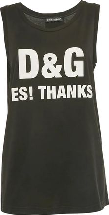 Dolce & Gabbana Canotta in cotone con stampa - Nero