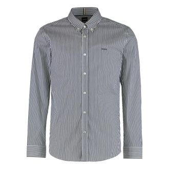 HUGO BOSS Overhemden, Heren, Veelkleurig, M, Katoen, Gestreept Shirt met Lange Mouwen