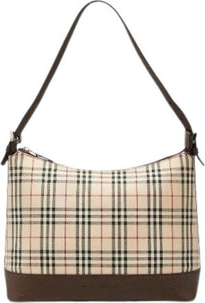 Burberry Pre-owned Nova Check Nylon Leather Shoulder Bag - Dames - Vintage Schoudertas - Beige - ONE Size - Nylon - Vintage
